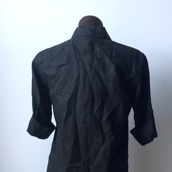 RL Classic Linen Blouse in Black + Gold - Picture 4 of 6